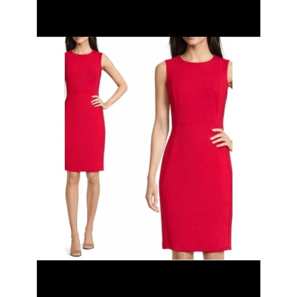 Calvin Klein Red Sleeveless Shift Dress Women’s Sz 14
